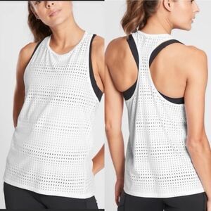 Athleta Perforated Racerback Workout Tank Light Gray Breathable Lightweight XL